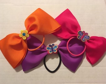 3 adorable tail less fairy butterfly flower princess cheer dance bows