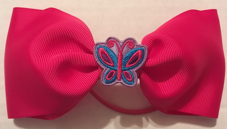 TWO adorable butterfly bows purple and pink image 3