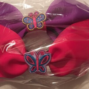 TWO adorable butterfly bows purple and pink image 2