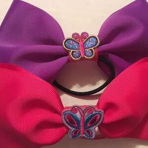 TWO adorable butterfly bows purple and pink image 5