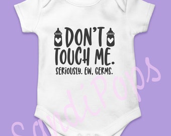 Newborn onesies germs, brand sparkling new, cutest alarm, Gods grace, milk, hair, babylife