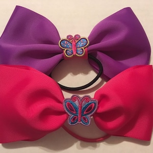 TWO adorable butterfly bows purple and pink image 1