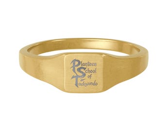 Anillo de sello con monograma de escritura vintage de la escuela de Taekwondo Planteen