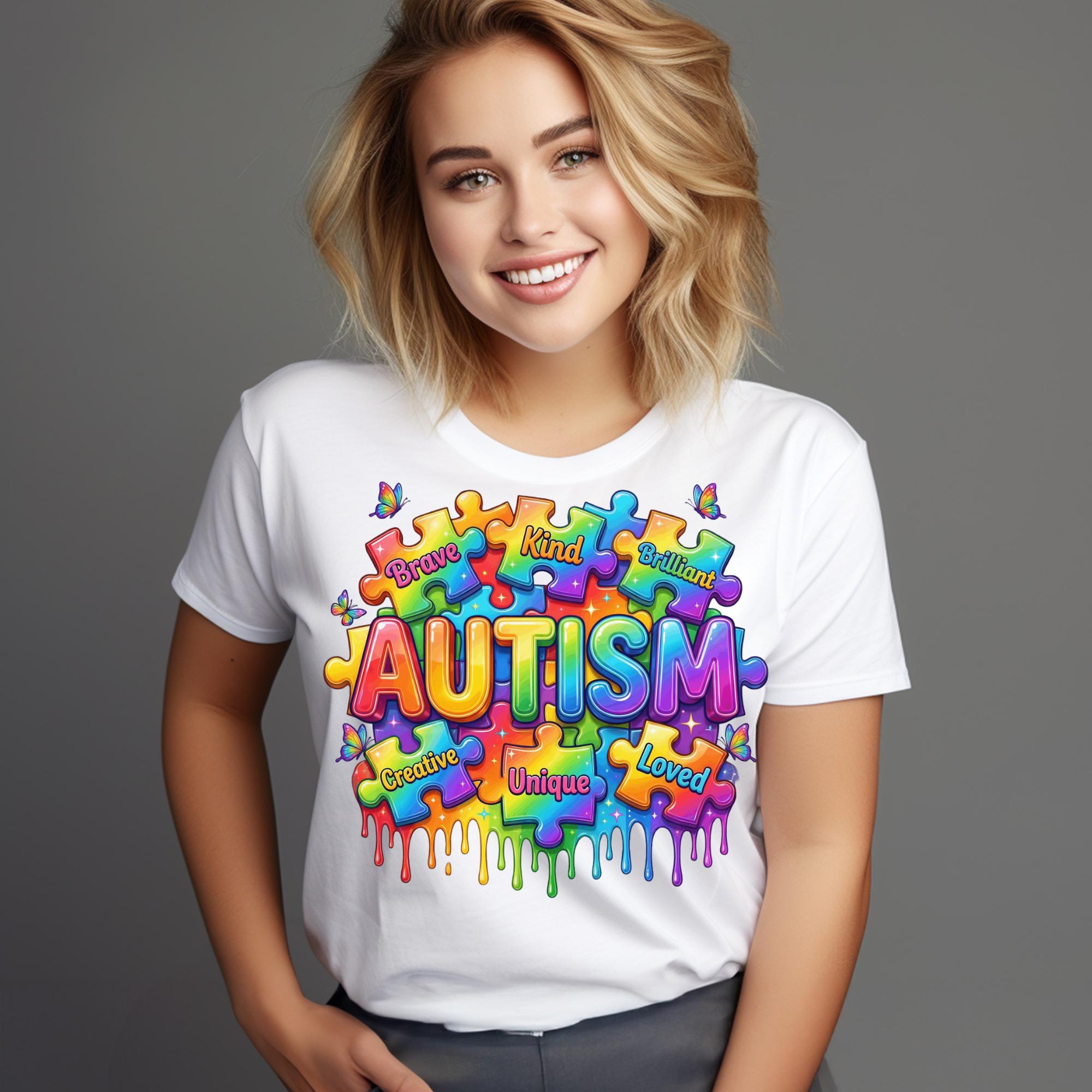 Colorful Autism Awareness Shirt PNG | Glossy 3D Puzzle | Brave Kind ...