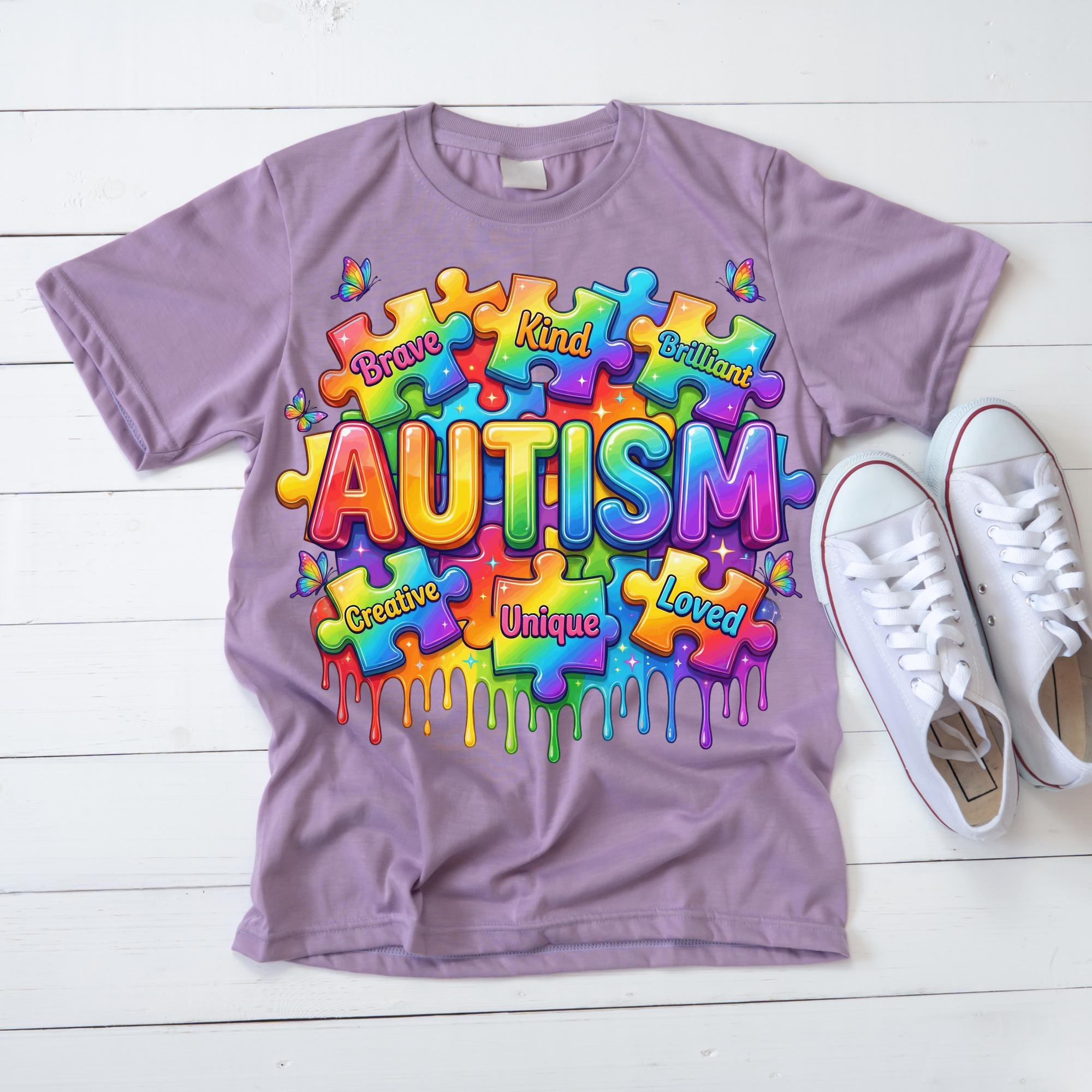 Colorful Autism Awareness Shirt PNG | Glossy 3D Puzzle | Brave Kind ...