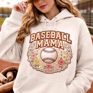 Floral Baseball Mama Embroidery | Varsity Letters & Chenille Patch Design