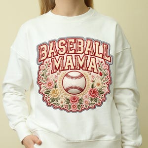 Blumen Baseball Mama Stickerei | Varsity Buchstaben & Chenille Patch Design