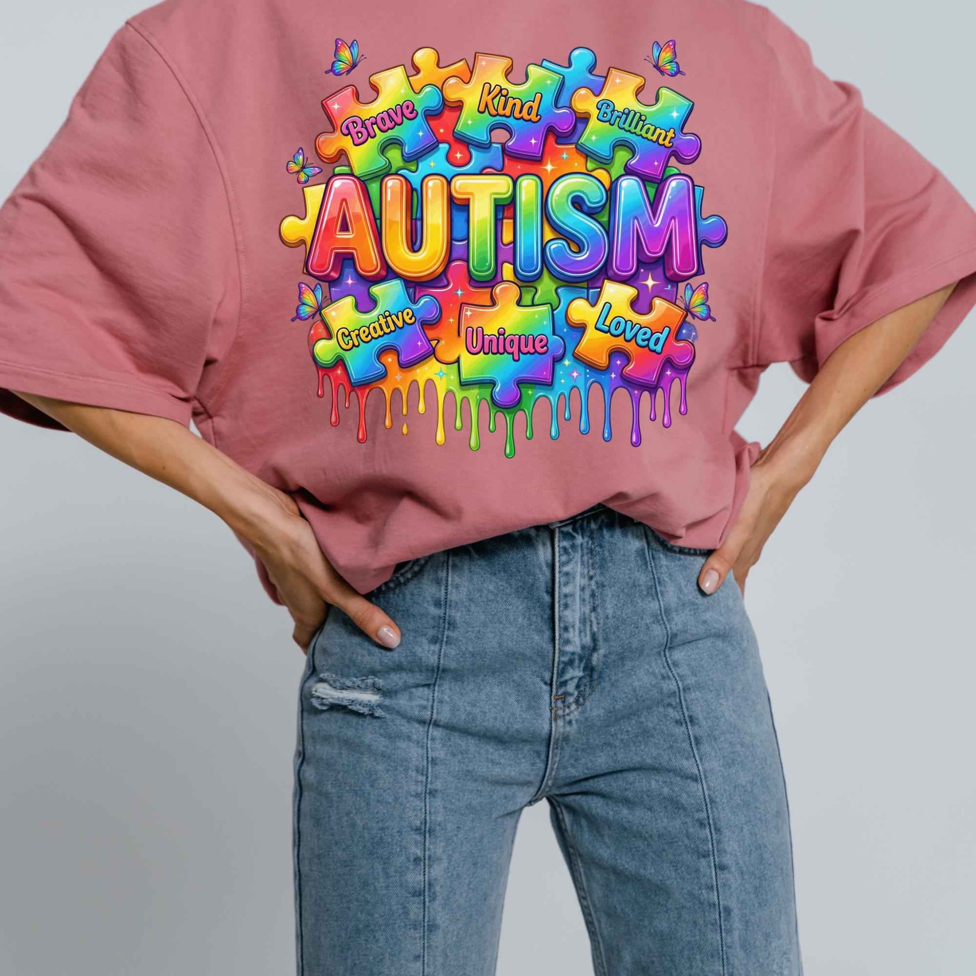 Colorful Autism Awareness Shirt PNG | Glossy 3D Puzzle | Brave Kind ...