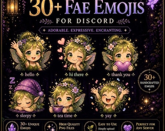 30+ Fae Discord Emojis | Fantasy Pixie Emotes, Cozy Server Icons (PNG Files)