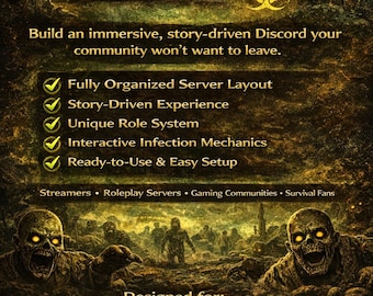 Zombie Survival Discord Server Template | Story-Driven RP, 30+ Channels, Emoji's (Digital Download)