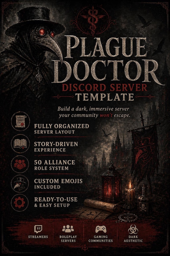 Plague Doctor Discord Server Template | Dark Roleplay, Medieval Pack