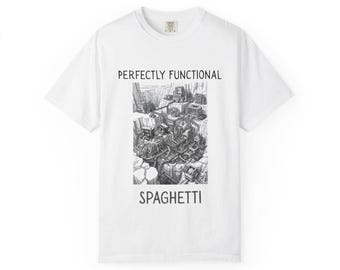 Camiseta de juego satisfactoria: camiseta unisex teñida con un diseño espagueti funcional.