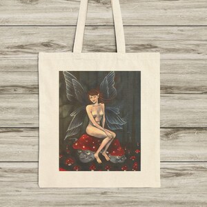 Magic Mushroom Forest Faery | Cotton Canvas Tote Bag