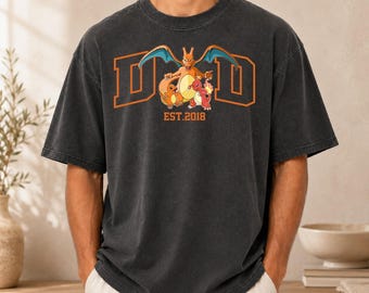 PokeDad Charmander Est 2026 T-Shirt, All Characters Anime PokeDad Shirt, Father's Day, Best Dad Ever Shirt, Dad Gamer Shirt, Gift For Dad
