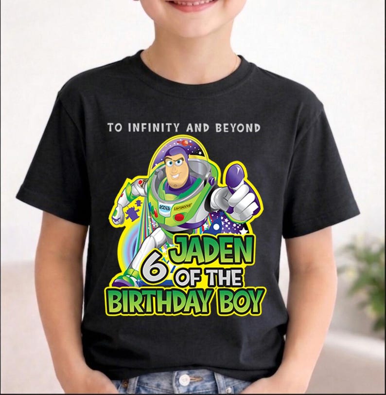 Personalized Buzz Lightyear Birthday Shirt, Toy Story Birthday Tee, Buzz Lightyear Family Birthday shirt, Toy Story Matching Family Birthday afbeelding 1