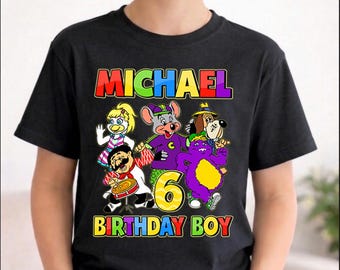 Custom Name Chuck E Cheese Birthday Shirt, Jasper T. Jowls, Mr. Munch, Helen Henny, Pasqually, Family Matching Chuck E Cheese Birthday Tee