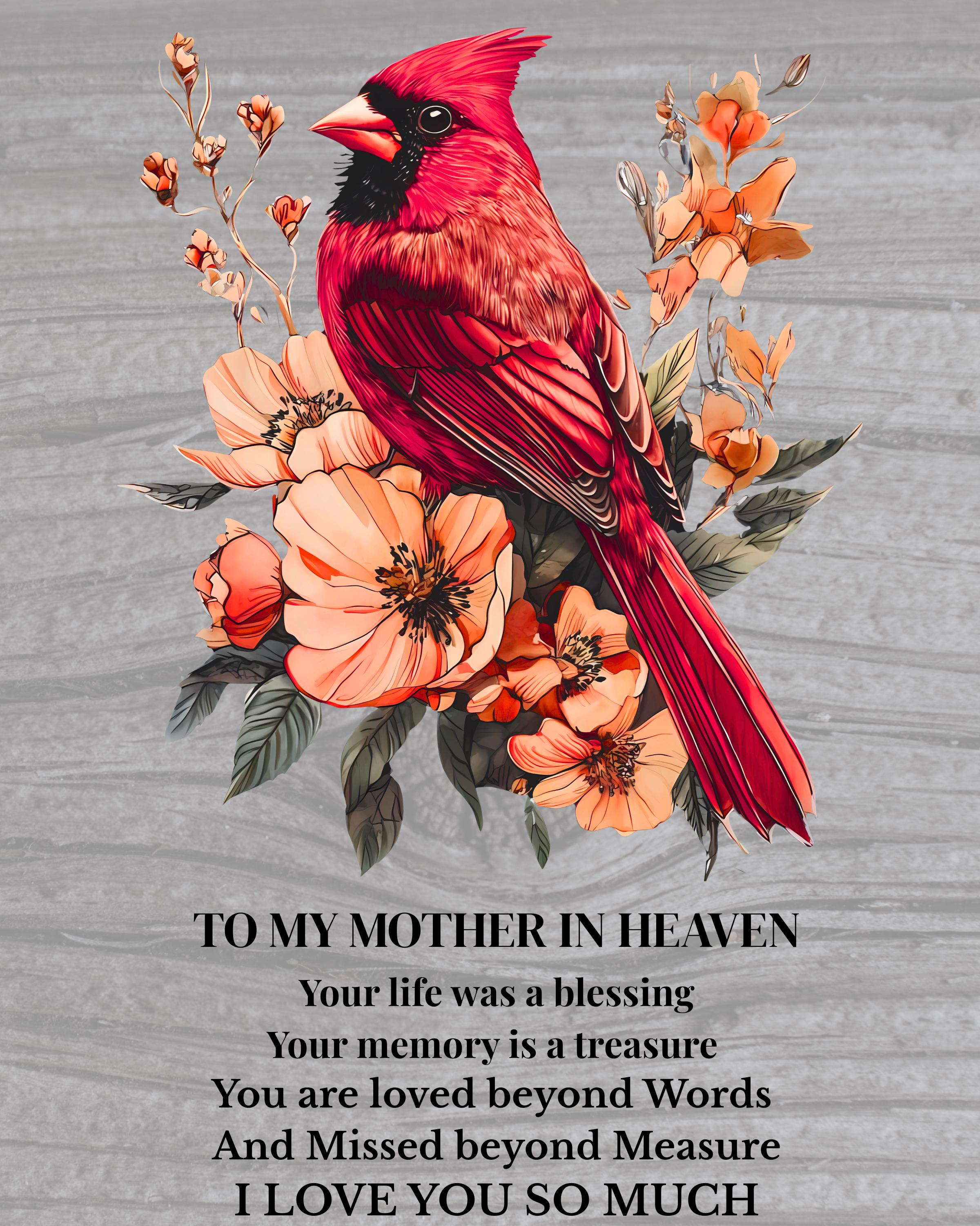 Mom in Heaven Printable, Cardinal Memorial Art, in Loving Memory of ...