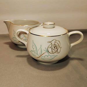 Easterling Spencerian Rose Creamer Sugar Bowl Set – MCM Porcelain Bavaria Vintage