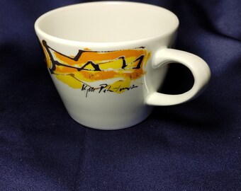 Figgjo Vitro Porselen Cup Only, Kjell Pahr-Iversen Abstract Art, Norwegian Porcelain Replacement Cup, Vintage 1970s/80s Drinkware