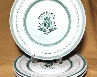 Vintage Arabia Finland Green Thistle Dinner Plates – Set of 4 MCM Nordic Dinnerware