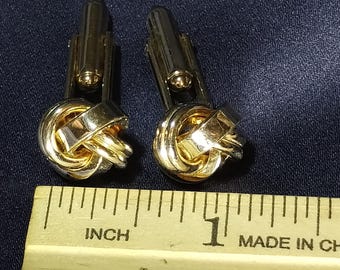 Cufflinks Vintage Gold Tone Knot - Classic Woven Love Knot Design - Mid Century Modern Executive Men's Jewelry - Great Gift for Hubby or Dad