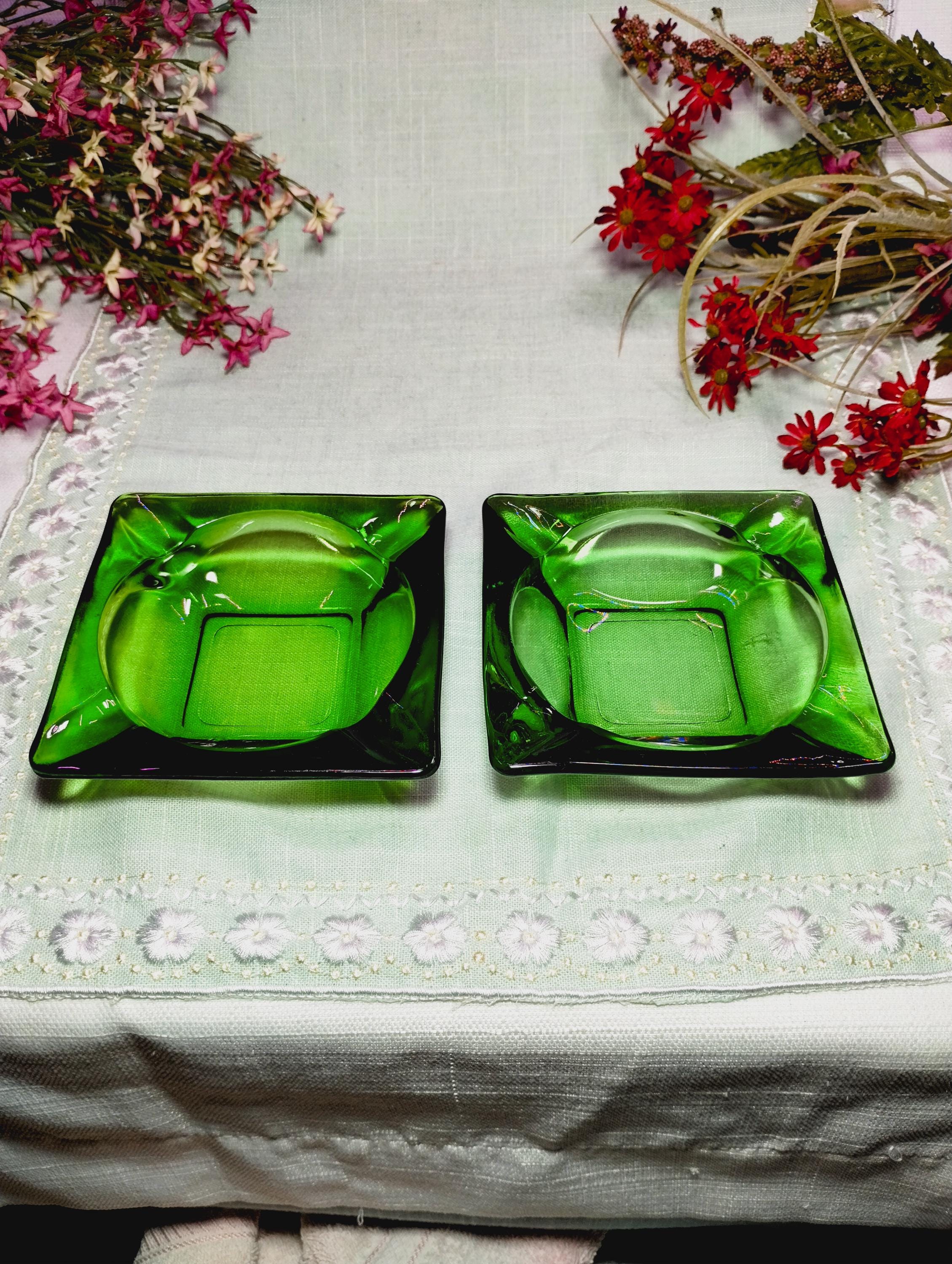 Vintage Green Ashtray Square - Etsy
