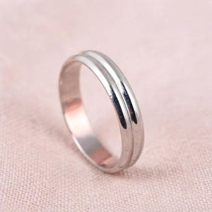 Double Band Silver Ring, Minimalist Sterling Silver Jewelry, Dainty Stacking Ring, Parallel Lines Band, Modern Promise Ring, Gift for Her