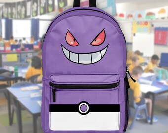 Gengar Backpack, Ghost P0kem0n Bag, Kawaii P0kem0n Backpack, Spooky Anime School Purple Kawaii, Gift for P0kem0n Fan