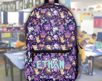 Custom Name Pkemon Backpack, Personalized Pkemon Backpack, Custom School Bag, Cute Anime Back to School Gift, Birthday Gift for Boys Girls