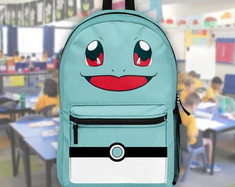 Squirtle Backpack, Pkemon School Bag, Squirtle Inspired Bookbag, Back to School Anime Gift, Cute Anime Backpack for Kids