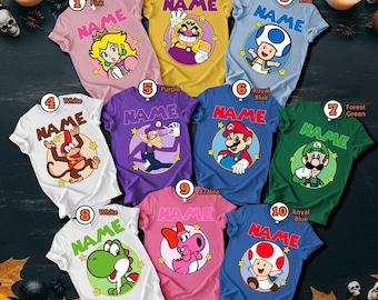 Family Halloween Matching T-shirt, Super Mario Halloween Costume Tee, Group Halloween Matching Shirts, Mario Bros Costumes Idea