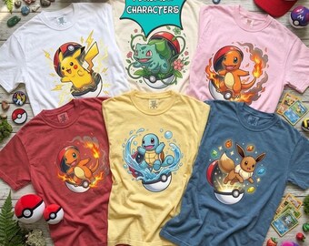 Custom Vintage Poke Monsters Shirt, Retro Poke Game 2026 Shirt, Video Game Family Matching Tee, Poke Game Birthday Shirt, Gift for Kids