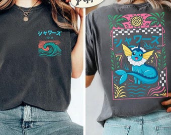 Vaporeon P0kemon Comfort Colors Shirt, Vaporeon #0134 Graphic T-shirt, Anime Streetwear Fan Gift, Retro Eeveelutions Tee, Eeveelutions Gfit
