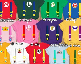 Personalized Super Mario Costume Shirt, Super Mario Friends Costume Tee, Birthday Party Tee, Mario Luigi Princess Peach Shirt