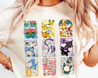 P0kemon Family Comfort Colors Shirt, Anime Characters Evolution Shirt, Picachu Genga Charizad Family Tee, Vintage Graphic P0kemon Gift