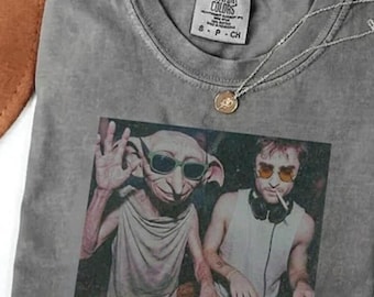 DJ HP & Elf Wash Shirt, Funny Wizard Meme Tee, Comfort Colors Shirt, Gift for HP Fans, 90s Retro Parody Wizard Tee, Hip Hop Party T-Shirt