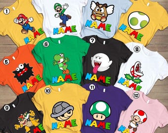 Super Mario Matching Shirts | Super Mario Family Shirts | Mario Bros Group Shirt | Family Birthday Gift | Mario Luigi Bowser Peach Shirt