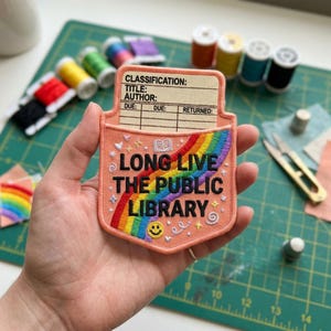 Long Live The Public Library Embroidered Patch, Book Lovers Reading Patches Iron On, Librarian Bookish  Reader Gift Sew On Fabric Thep-48