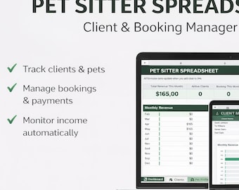 Pet Sitter Spreadsheet | Client & Booking Manager | Pet Sitting Business Tracker | Google Sheets Template