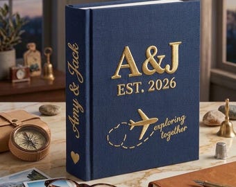 Personalized Couple Travel 3D Photo Album, Custom Puff Embroidered Adventure Memory Book, Engagement & Anniversary Keepsake Gift