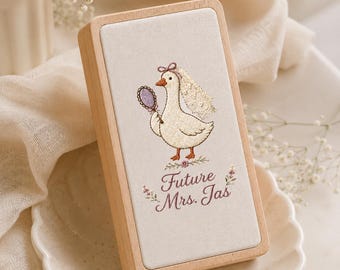 Personalized Embroidered Future Mrs. Linen Jewelry Box, Custom Silly Goose Bride Decor, Funny Wedding Gift for Her, Bridal Shower Gift