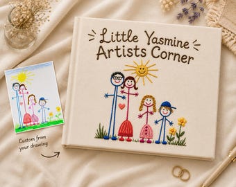 Custom Embroidered Child’s Drawing Book, Personalized Memory Keepsake, Child’s Art UniqueGift, Back To School Gift