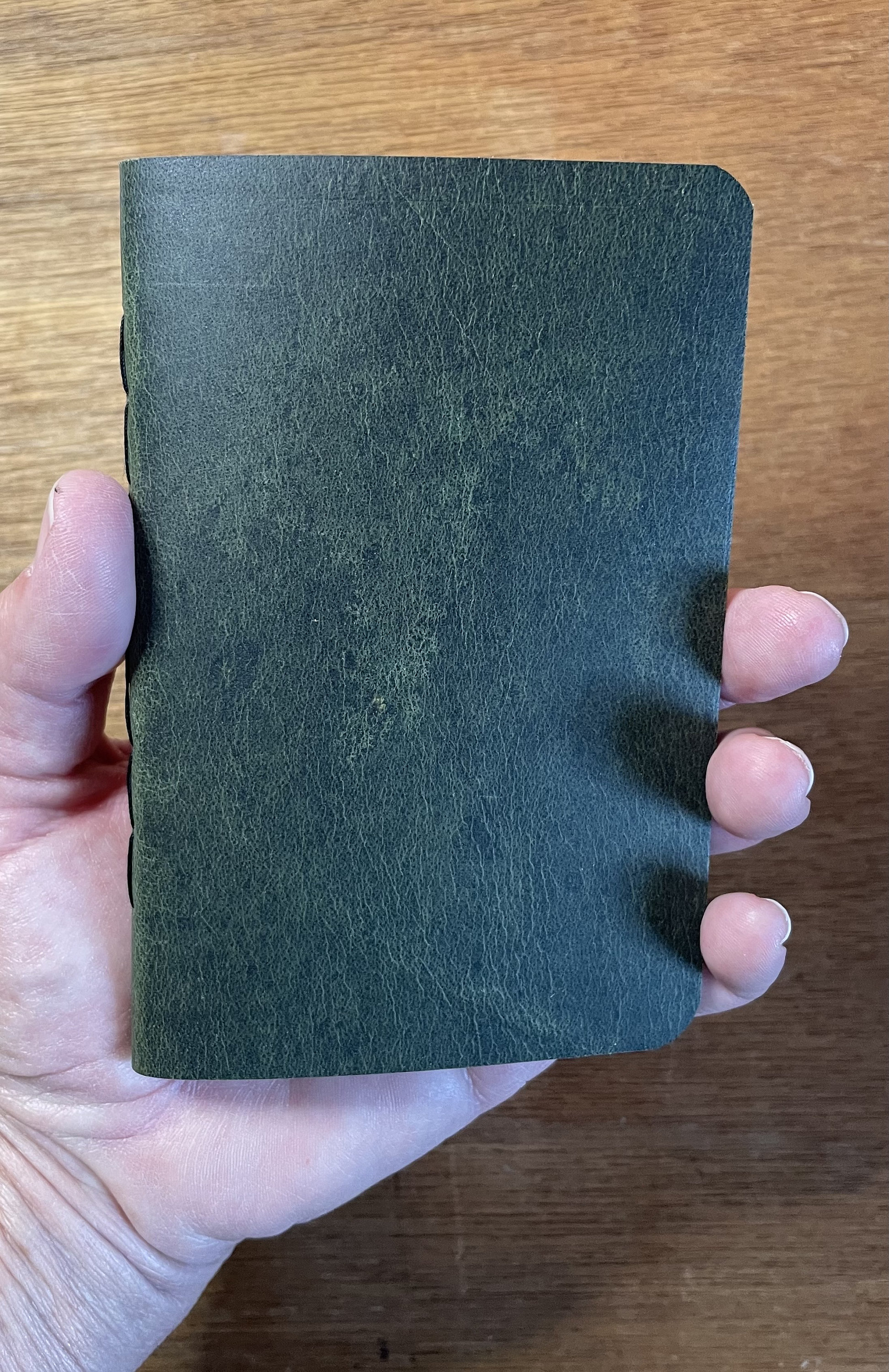 Tiny Lined Small Dark Green Leather Notebook. 40, 1/8” Lined Pages