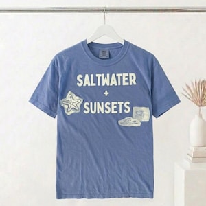 Saltwater + Sunsets T-shirt med lappmönster i vintagetvätt