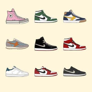 Sneakers png svg bundle | Nike air jordan sneakers shoes stickers clip art image 2