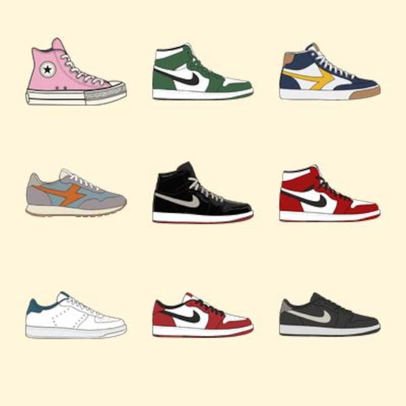 Sneakers png svg bundle | Nike air jordan sneakers shoes stickers clip art image 2