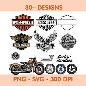 Harley Davidson svg files | Harley Davidson png bike logos bundle | Instant Download