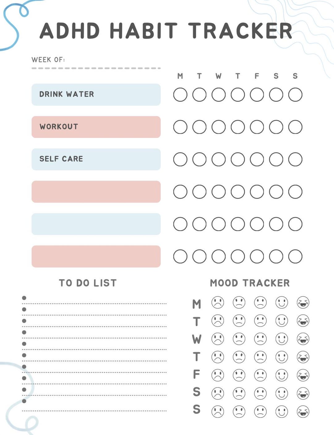 ADHD Habit Tracker Printable | Neurodivergent Daily Routine Planner ...