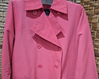 Vintage Sanyo women's Pink Doublebreasted Trench Coat Jacket size M