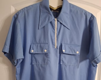 Vintage Abraham and Straus 70's Men's blue shirt size XL